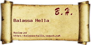 Balassa Hella névjegykártya